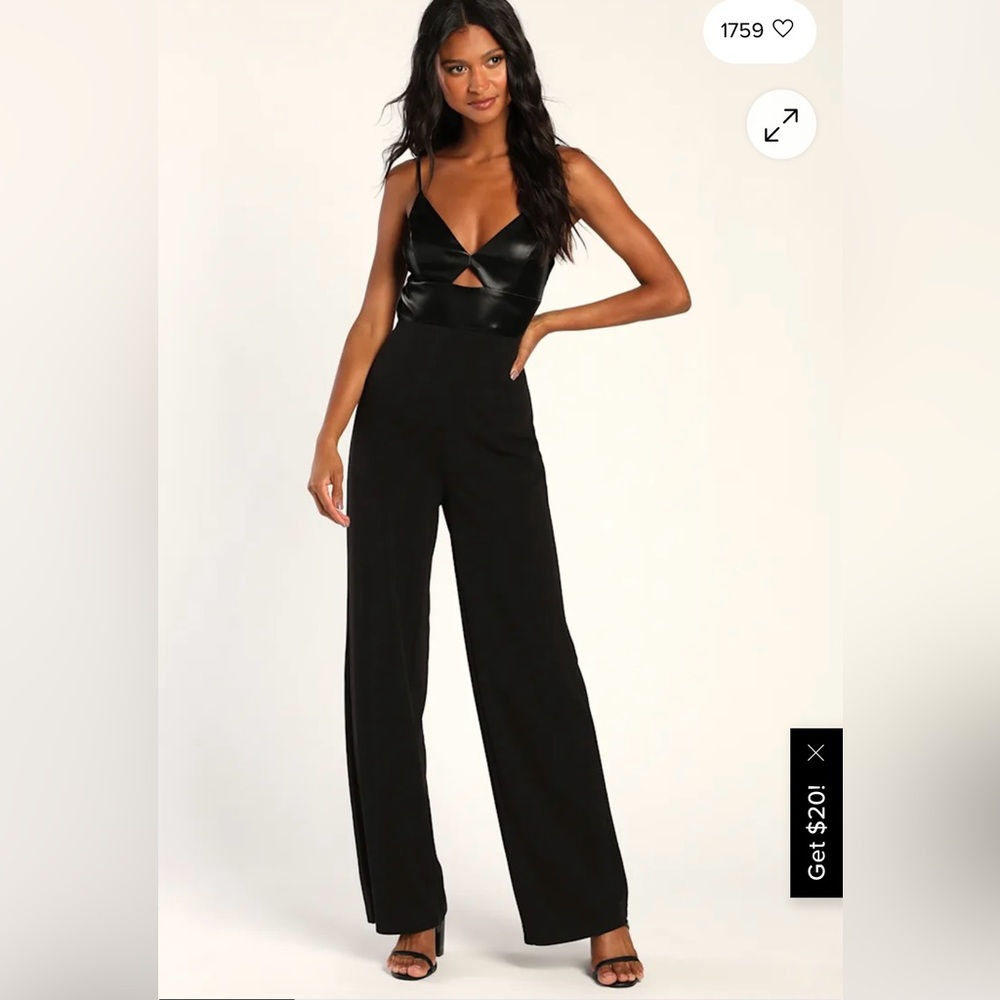 Fit the Fashion Black Sleeveless Vegan Leather Wide-Leg Jumpsuit